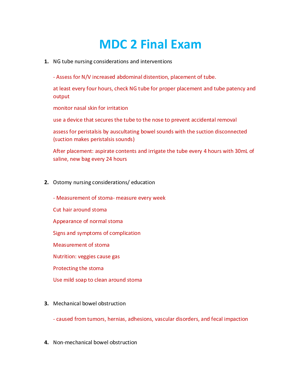 Preview image for NUR 2392 / NUR2392 Final Exam Study Guide: Multidimensional Care II / MDC 2 Final Exam Study Guide (2021/2022) Rasmussen